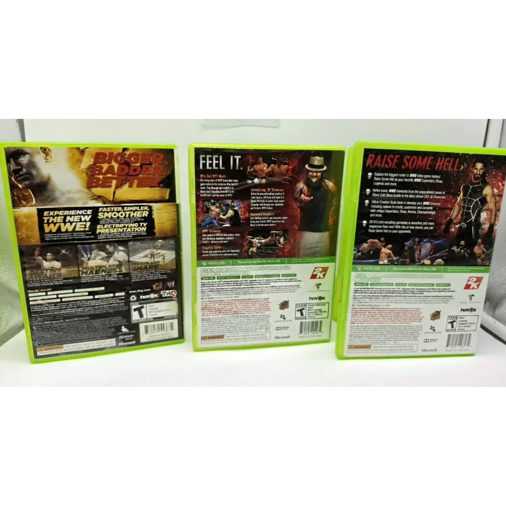 WWE 3 Game Bundle Xbox 360 WWE 12 WWE 2K15 WWE 2K16 Plus Bonus Trading Cards